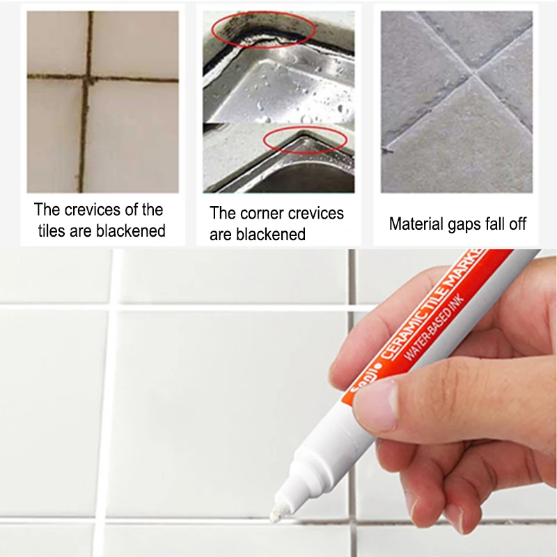 Rotulador de azulejo impermeable blanco de 12 colores, bolígrafo de lechada, bolígrafo de costura de pared para azulejos, suelo, baño, herramientas de reparación de costura descontaminante - imagen 4