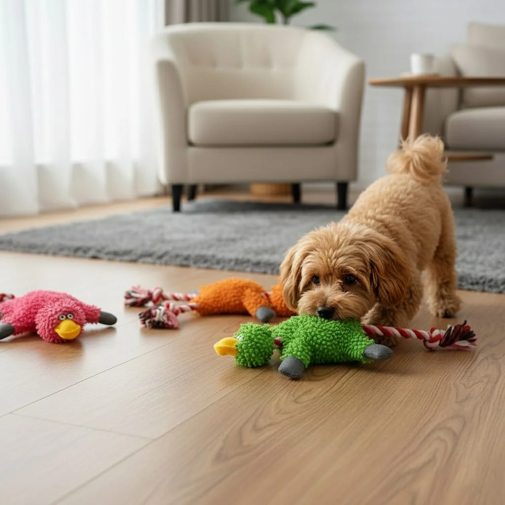 Juguete masticable para perros con felpa, cuerda y chirrido duradero - imagen 3