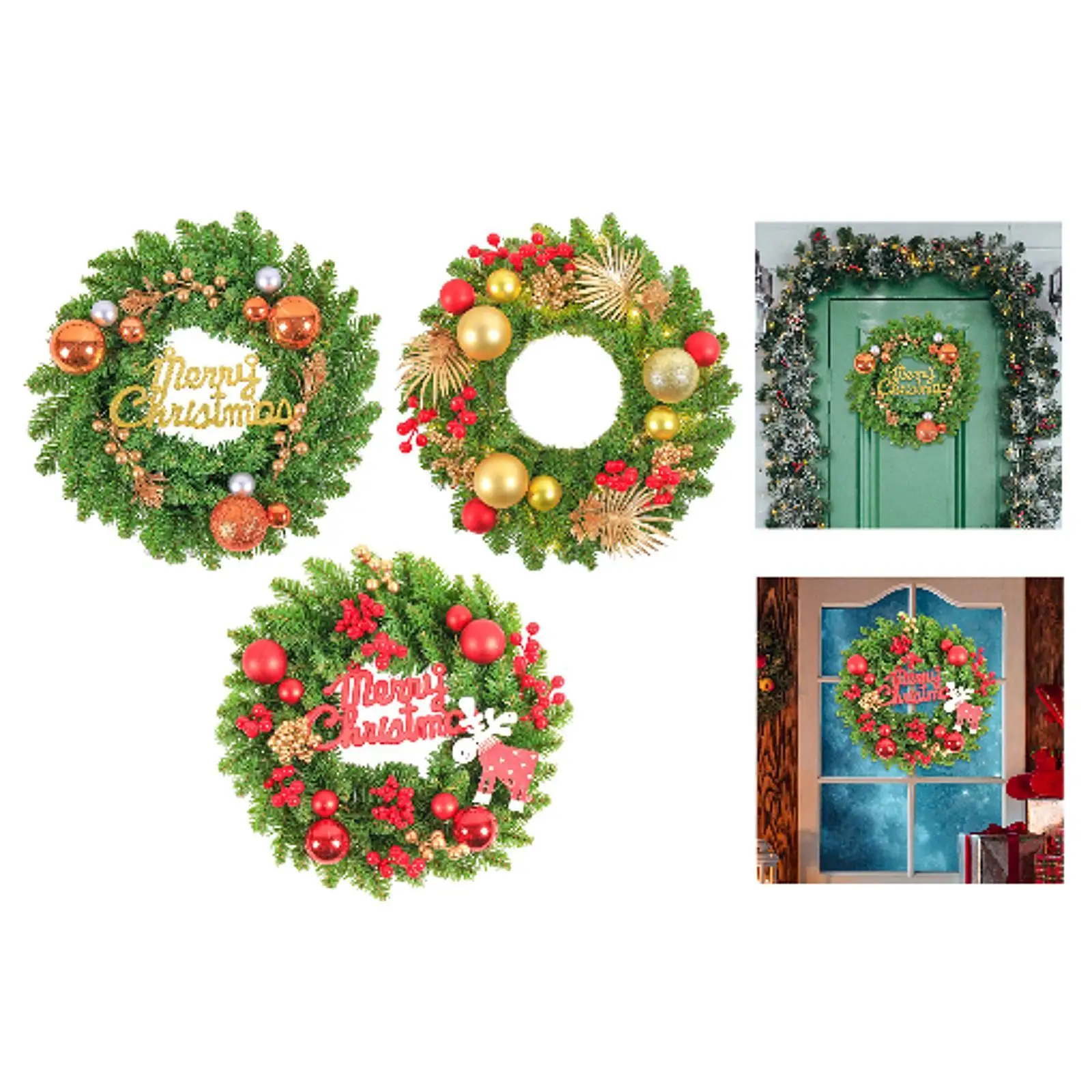 Christmas Door Wreath Greenery Leaves Collection Artificial Garland Hanging