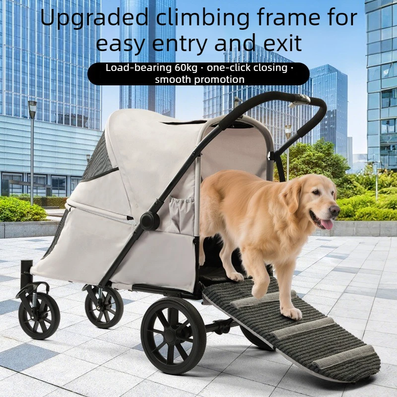 Carrito de transporte para perros medianos y grandes con rampa plegable
