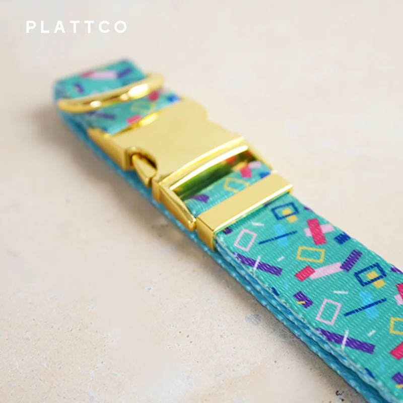 PLATTCO-collar de perro de diseño único, estampado de confeti volador, hebilla dorada de alta calidad, 5 tamaños, PDC335YG - imagen 4