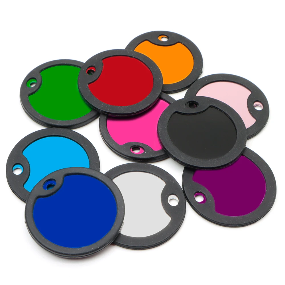 100 Uds. De dijes colgantes de goma circulares negros personalizados para mascotas, accesorios, llavero personalizado, adorno de silenciadores - imagen 4
