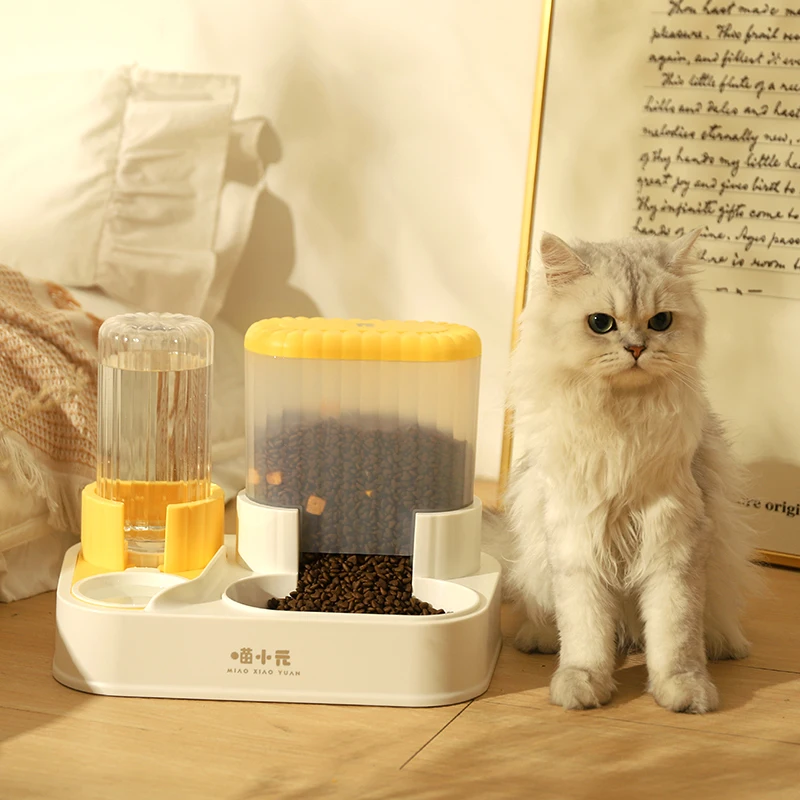 HOOPET-cuenco para gatos, cuenco doble para comida, alimentador de agua automático, cuenco para beber todo en uno para perros y gatos, comida para gatos, cuenco para perros, suministros para mascotas - imagen 5