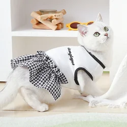 Vestido veraniego de cuadros estilo princesa para perros y gatos