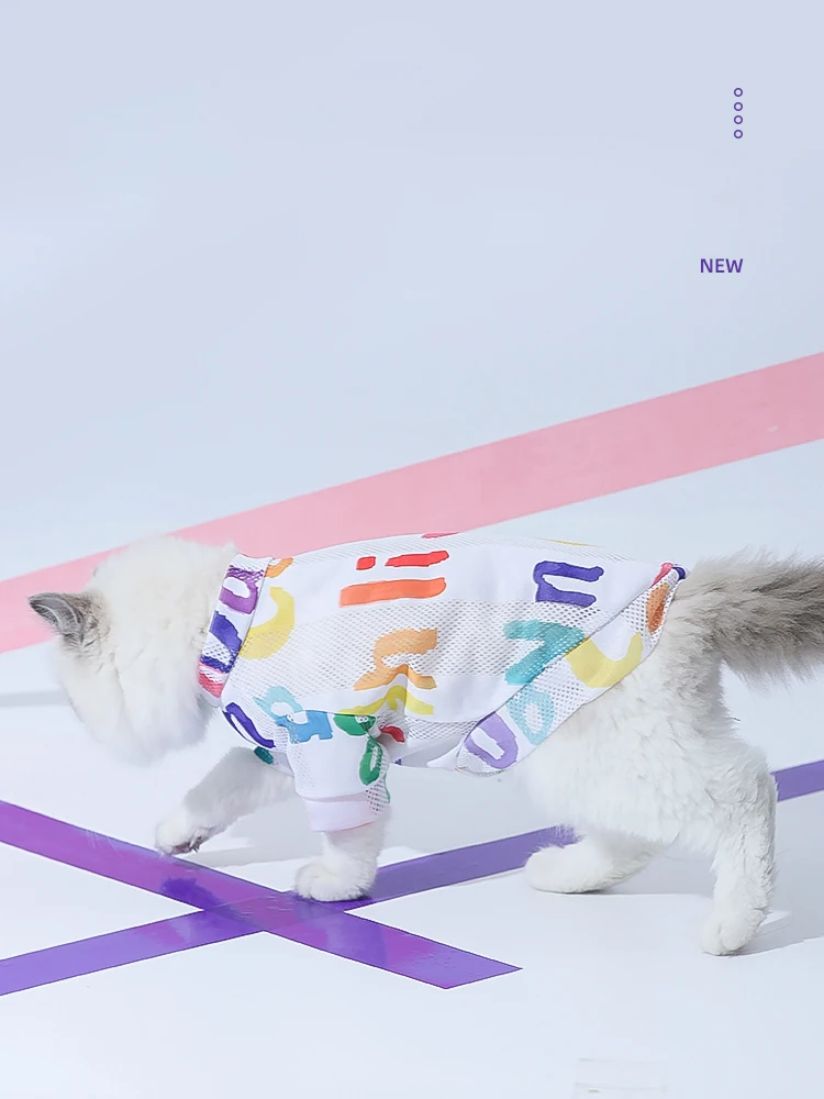 HOOPET-Chaleco de verano para gato, ropa fina anticaída de pelo, títere azul - imagen 3