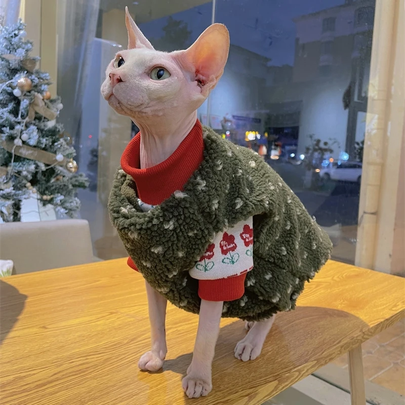 Abrigo de algodón suave para gato Sphynx, sudadera Floral roja, disfraz dulce de manga larga para gatitos, Primavera - imagen 4