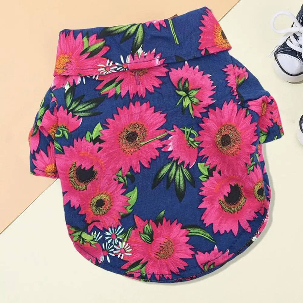 Disfraz con estampado de girasol para perro, camisa de manga corta Permeable al aire para mascotas, atuendo Adorable para exteriores - imagen 2
