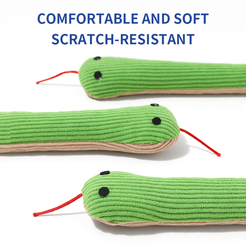 Juguete de hierba gatera para gato, simulación de serpiente verde pequeña, juguete para gato, sonido de papel crepé, juguetes interactivos para masticar para gato, regalo - imagen 4