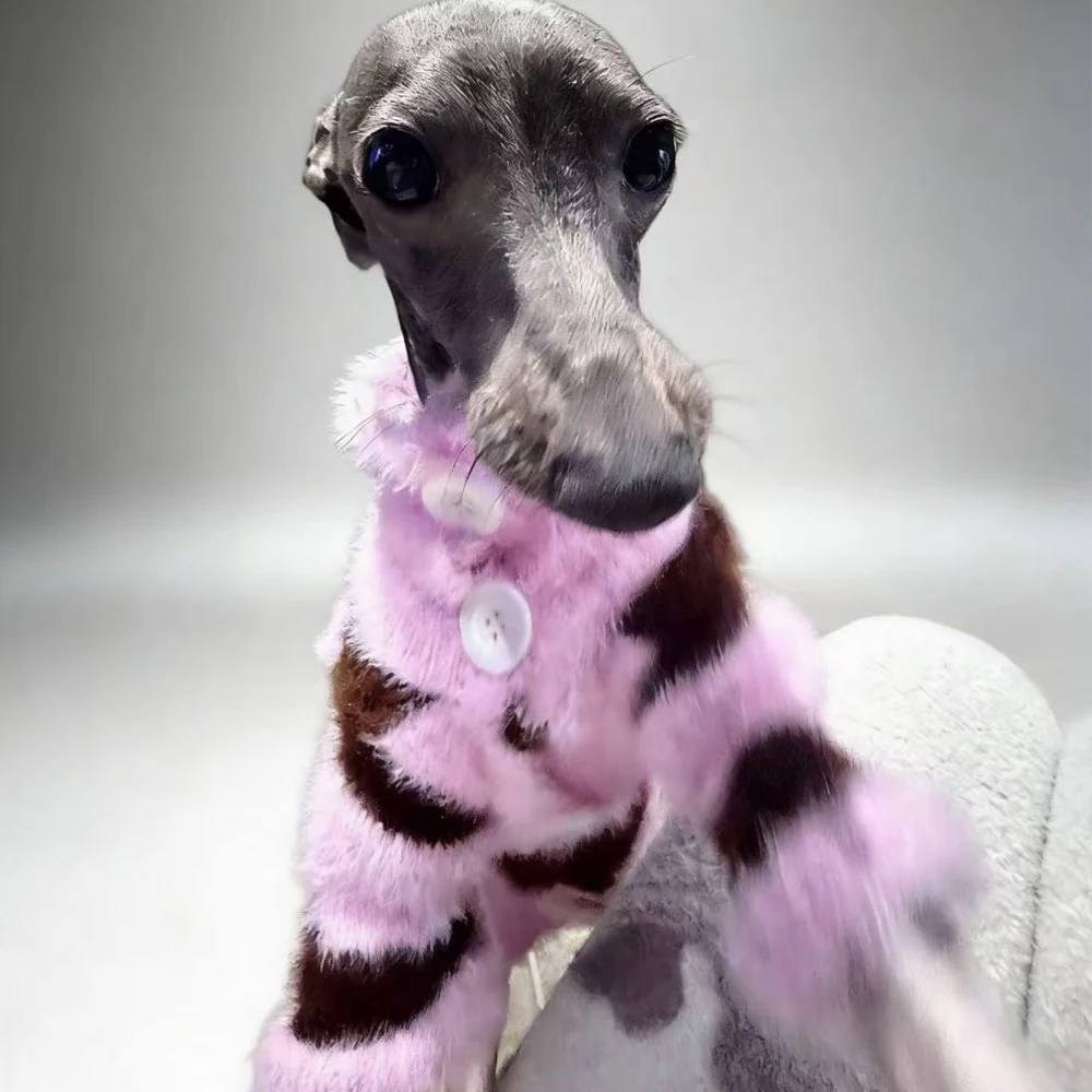 Sueter calido cafe-rosa para perros pequenos y medianos (Whippet) - imagen 3