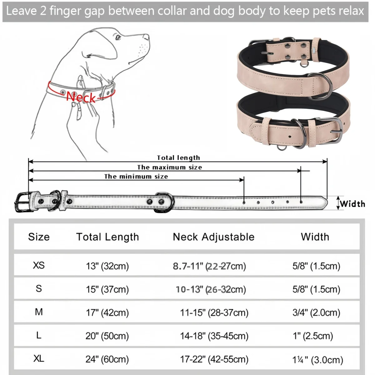 Adjustable Dog Collar Leather Dog Collar Padded Pet Collars Strong& Durable for Small Medium Dogs Pet Shop Bulldog Bull Terrier - imagen 3