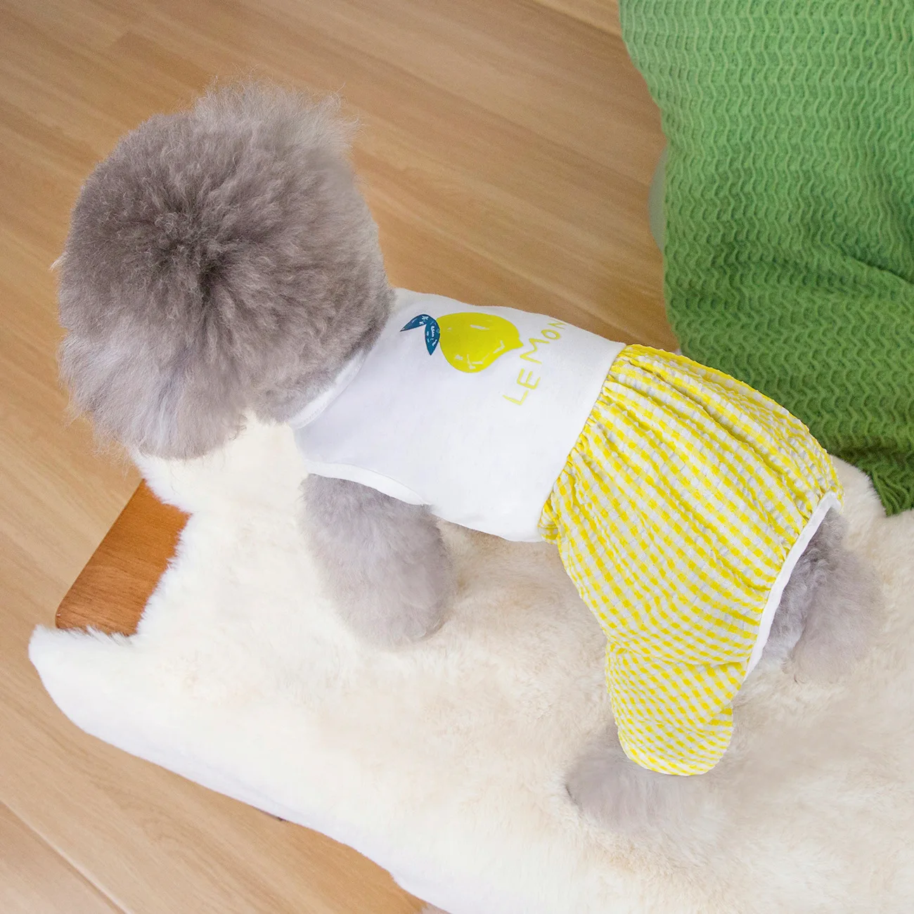 Pet Primavera Verano mono de retazos a cuadros ropa de dormir de casa de cuatro patas Teddy perro pequeño mascota verano pantalones de cuatro patas - imagen 4