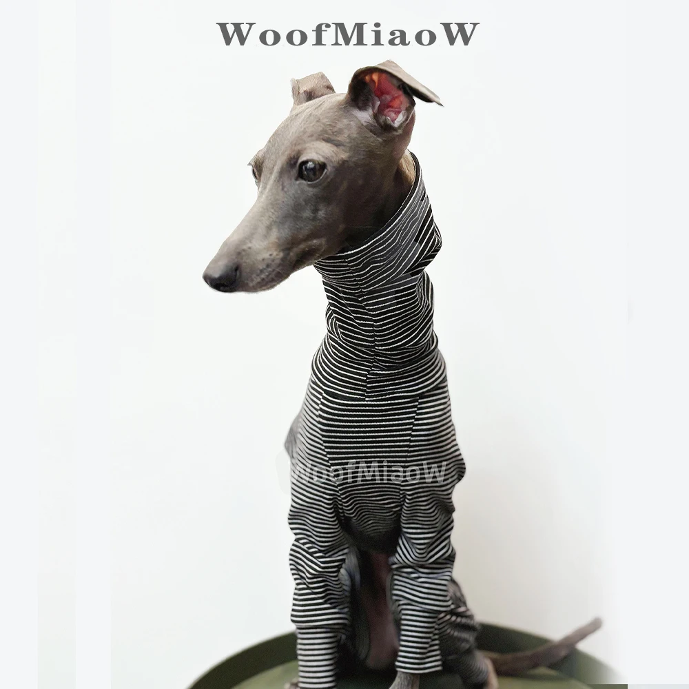 Ropa cálida italiana Little Lingti, terciopelo a rayas, suave y cómoda, Sudadera con capucha abierta en la parte delantera para perro, ropa para el hogar, Otoño/Invierno - imagen 3