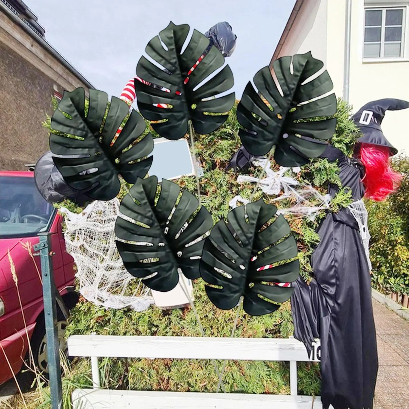 10 hojas tropicales, plantas tropicales, decoración verde, hojas artificiales,