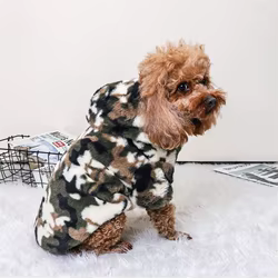 Sudadera térmica con capucha para perros y gatos – Verde camuflaje