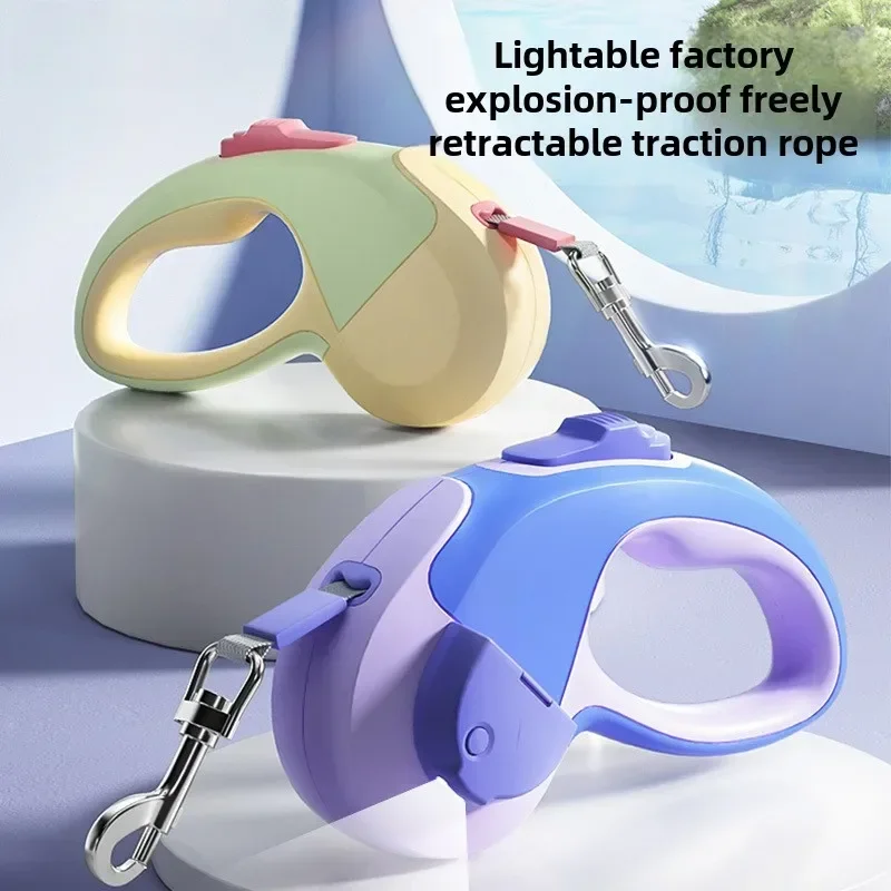 Correa telescópica automática para perros, cuerda para caminar para perros, cadena para mascotas a prueba de explosiones, suministros para mascotas con luces - imagen 2