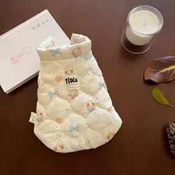 Chaleco a rayas de otoño e invierno para mascotas, chaleco con lazo grueso cálido para gatos, ropa para perros pequeños, ropa para cachorros