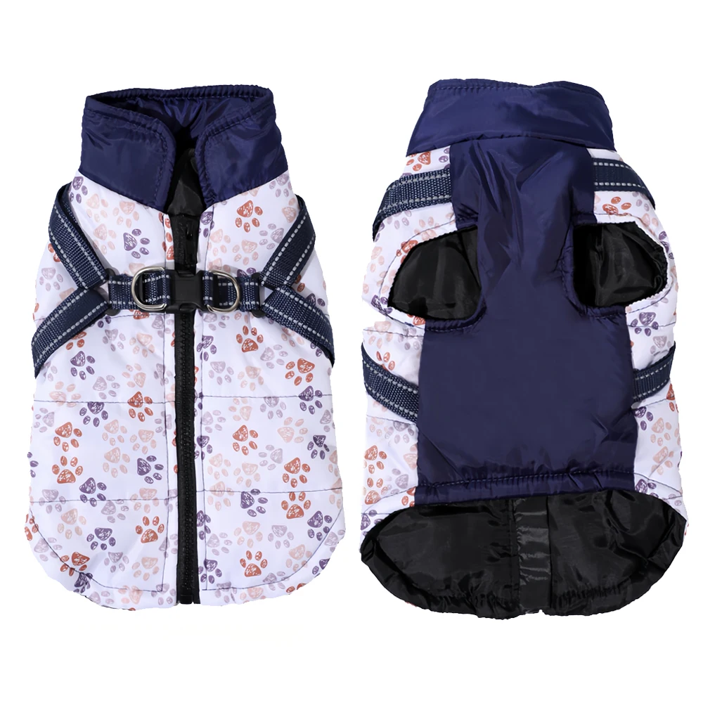 Abrigo de invierno para perros, ropa reflectante para mascotas con arnés para perros pequeños y medianos, chaqueta impermeable acogedora para cachorros, disfraz de Yorkie Pug