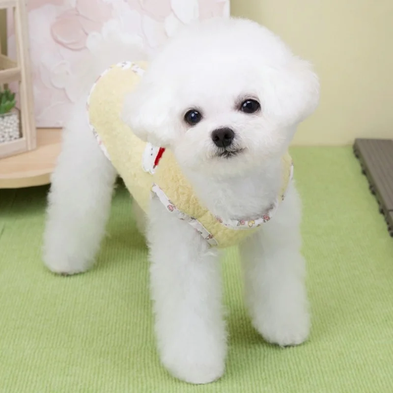 Cárdigan de peluche para perro, abrigo cálido y suave para perro, chaqueta de otoño para cachorro, abrigo con estampado de oso, chaleco para gato, chaqueta, trajes para mascotas Chihuahua - imagen 4