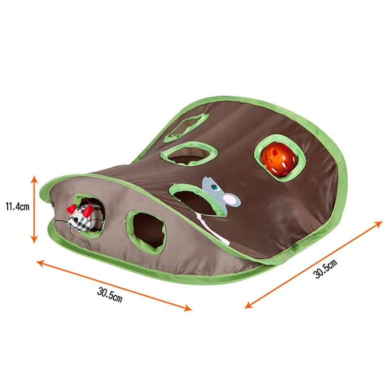 Juguete de inteligencia para gatos y ratones, tienda de campaña con 9 agujeros, túnel plegable, caza de ratones, mantiene a los gatitos activos, mascotas - imagen 2