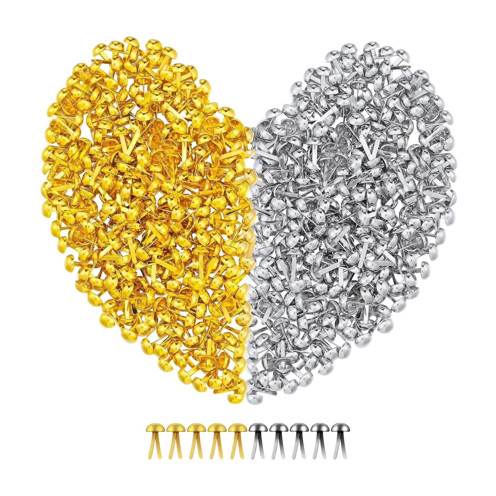 300x Paper Fasteners Creative Decor Handmade,Art Accessories,Scrapbooking Brads,Craft Pins Pushpin Plated Split Pins for Crafts
