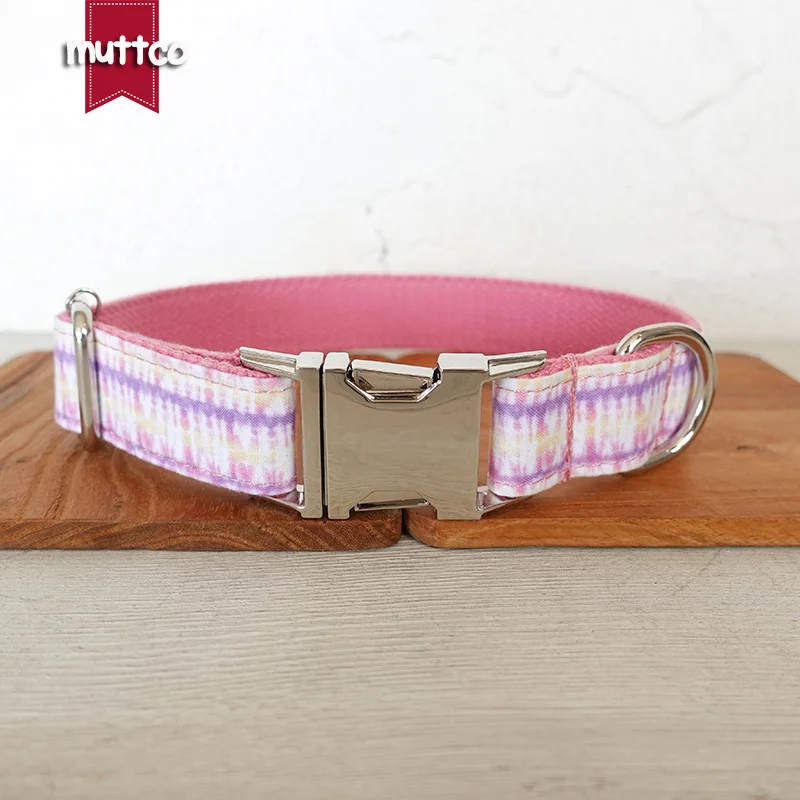 MUTTCO-collar y correa de diseño independiente para perro, placa ajustable personalizada para cachorro, color rosa, 5 tamaños, UDC130 - imagen 2