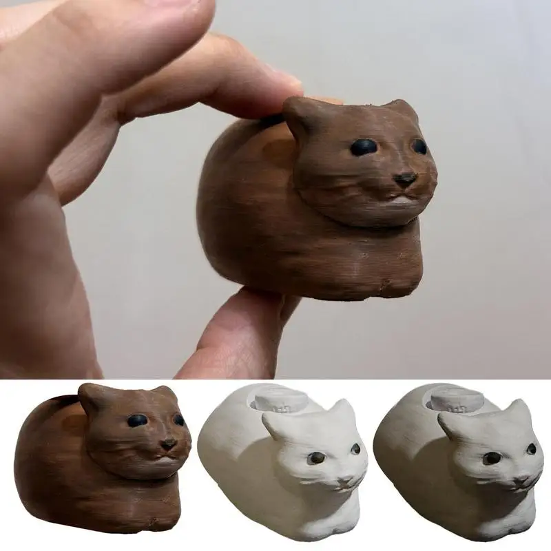 Juguetes antiestrés, figuritas de gato bonitas de resina, adorno para gatito, juego sensorial calmante, decoración de escritorio giratoria para estudio, coche y ventana - imagen 2