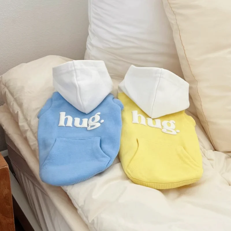 Sudaderas con capucha con estampado de letras para perros, ropa sólida a la moda para perros, jerséis para cachorros de otoño, sudaderas suaves y cálidas para gatos, sudaderas con capucha para mascotas, disfraces de Bichon