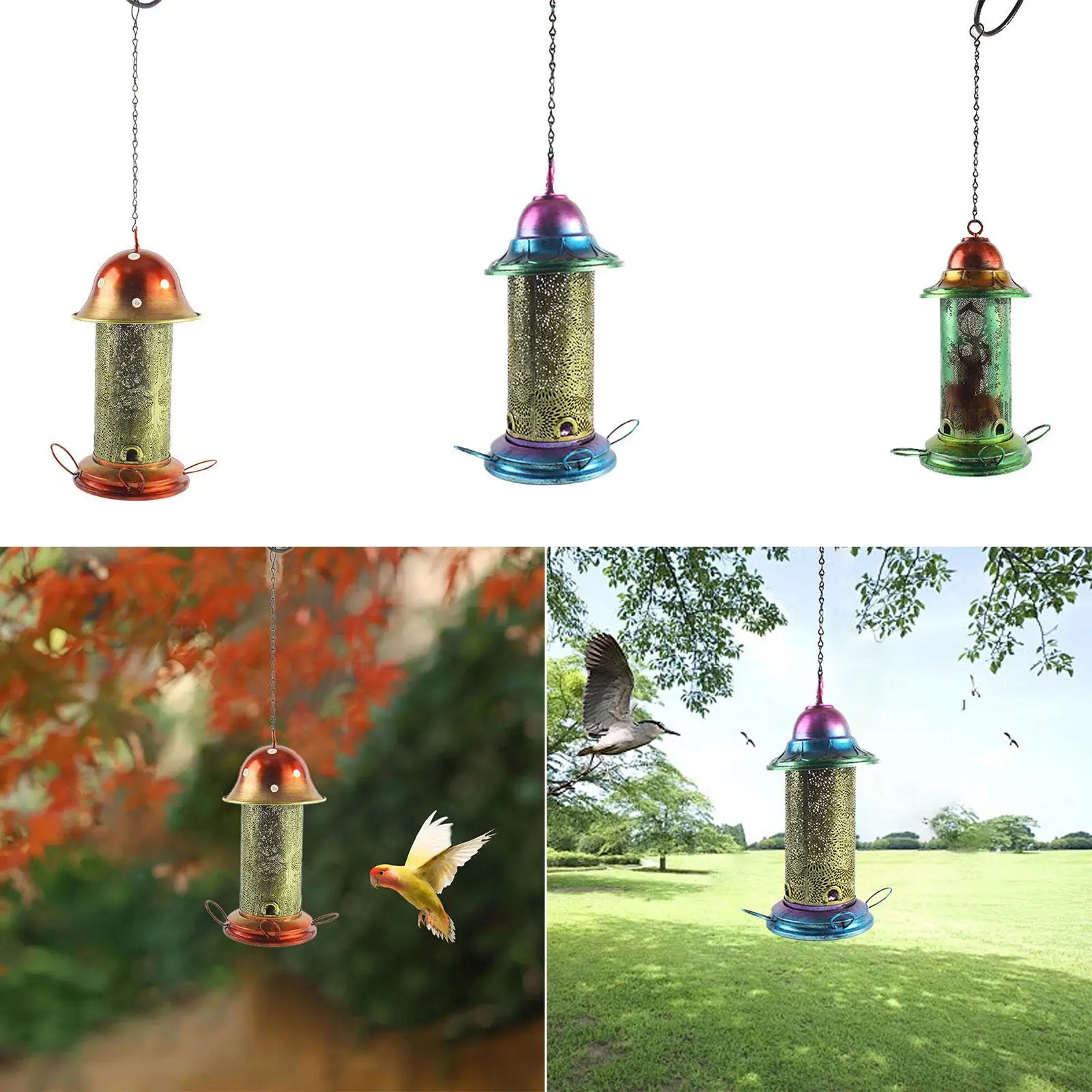 Hanging Bird Feeder Weather Resistant Garden Ornament for Outside Lawn Patio