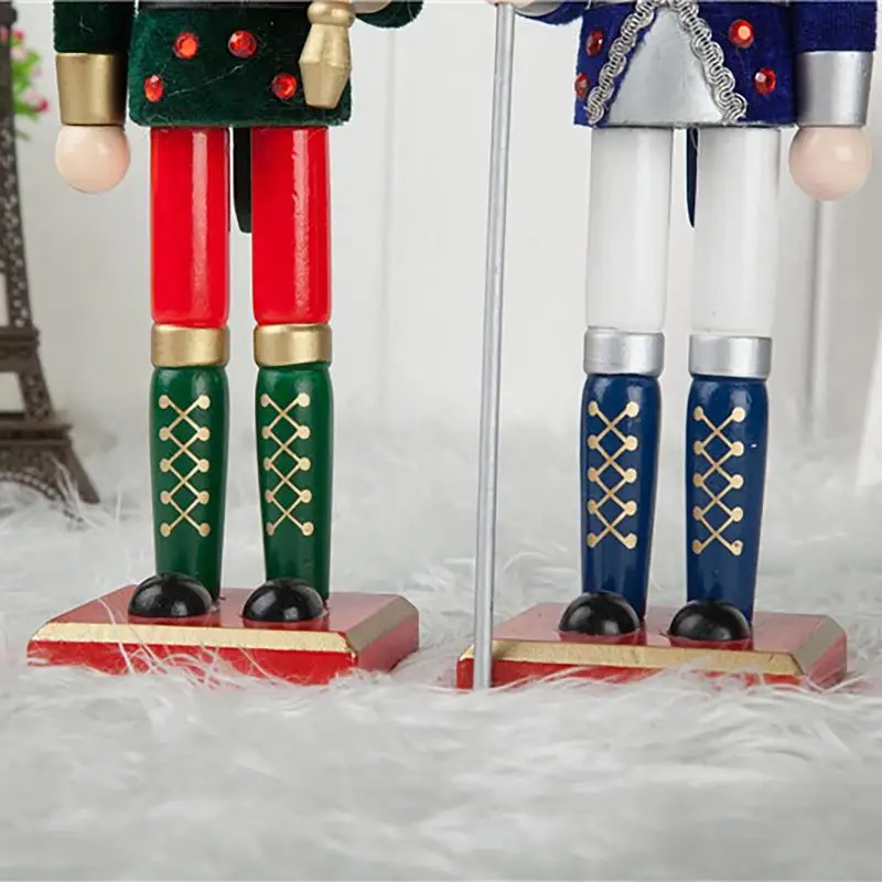 Cascanueces navideño, adornos navideños de colores brillantes, Cascanueces con Base cuadrada, 12 pulgadas, adornos de madera, soldado rey - imagen 2