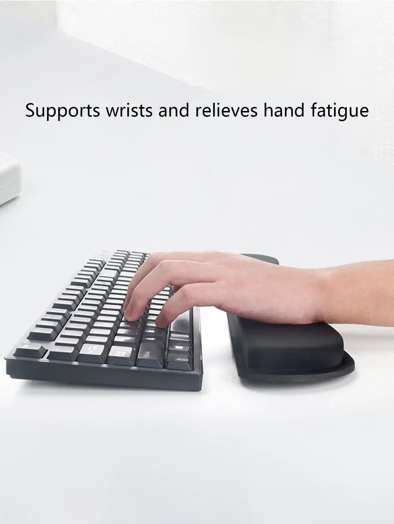 Reposamuñecas de espuma viscoelástica con Base de goma, almohadilla de muñeca ergonómica 3D para teclado de oficina, ordenador portátil, escritura, alivio del dolor, 1 ud. - imagen 2