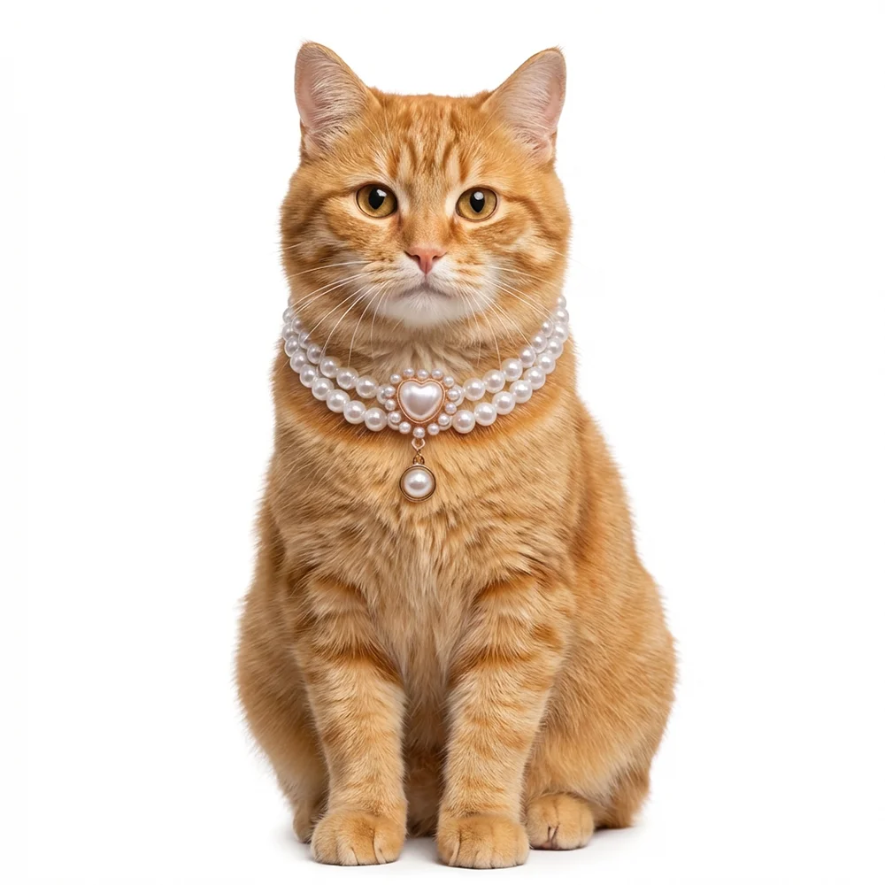 Collar de perlas con gema corazón para perros y gatos pequeños - imagen 5
