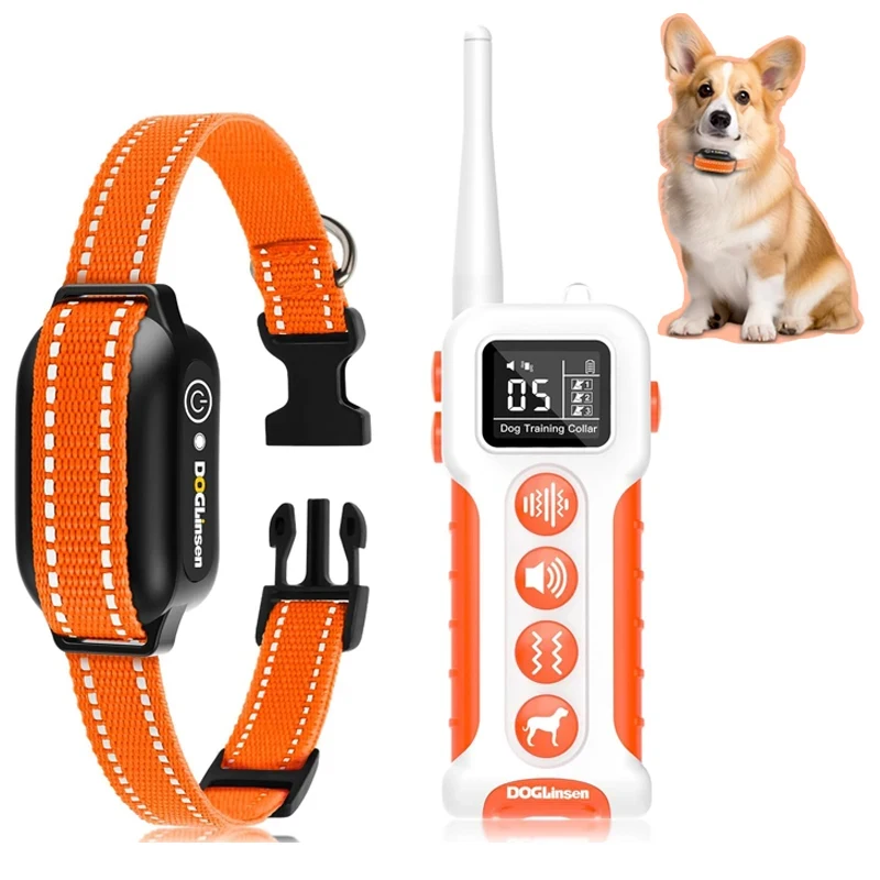 Collar vibratorio para perros sin choque, Collar de adiestramiento remoto para perros, alcance de 3300 pies, Collar vibratorio para perros de 9 tonos de estilo para perros de todas las razas