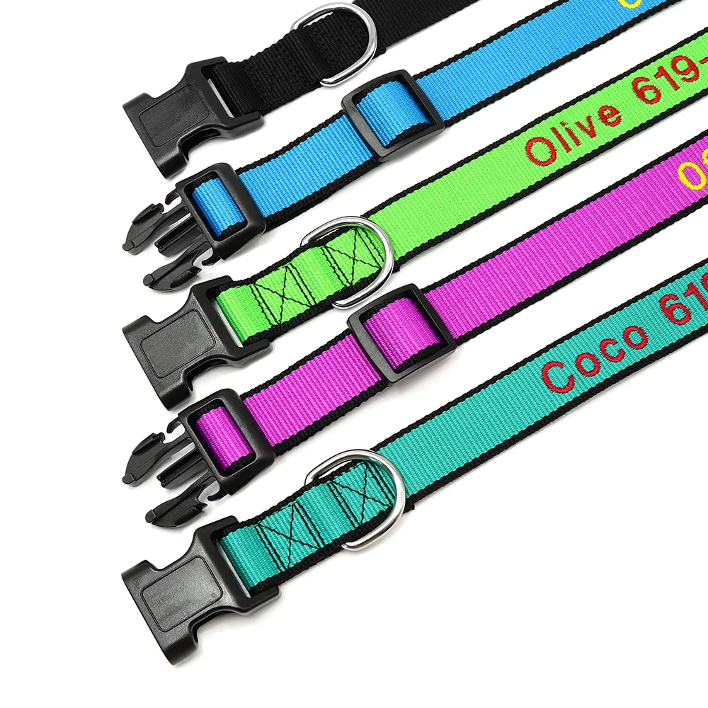 Collar personalizado para perros grandes, Collar bordado para mascotas, proveedor ajustable para perros pequeños, medianos y grandes - imagen 3