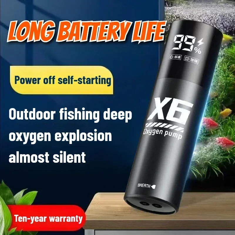Bomba de oxígeno recargable por USB para pesca al aire libre/acuario, aireador portátil con tiempo de ejecución de 48H para pesca nocturna, bomba de aire de oxígeno - imagen 3