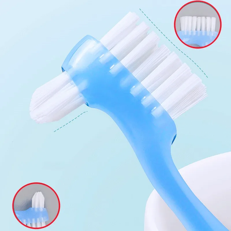 Cepillo de dientes para perros, cepillos de dientes de doble cara para perros, cuidado bucal, limpieza de dientes de perro, cepillo de pelo suave para mascotas, cepillo de dientes con mango cómodo