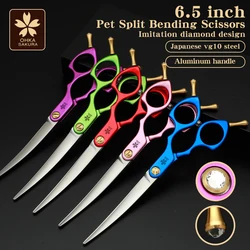 Tijeras curvas para cortar pelo de perros con cuchillas doradas