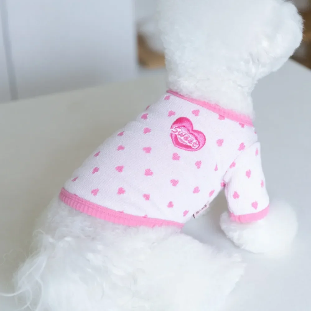 Camisa Base bordada de amor en casa para otoño e invierno, camiseta bonita, ropa para mascotas, ropa para gatos, ropa para mascotas, ropa para cachorros de peluche - imagen 3
