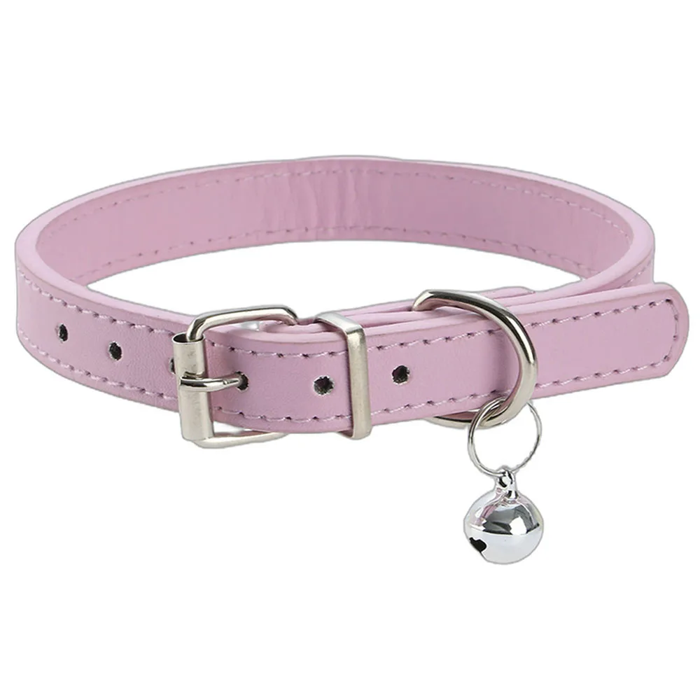 Collar de cuero para mascotas: Collar de campana de estilo simple para perros, banda plana para el cuello para mascotas con campana, Collar de cuero duradero para perros, accesorios para mascotas