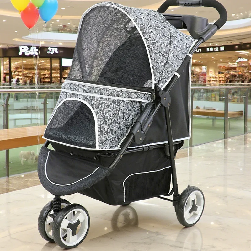Cochecitos para mascotas, carrito para mascotas para perros medianos y grandes, cochecitos plegables y ligeros para perros y gatos, gran espacio - imagen 2