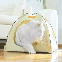 Casa impermeable de lona para gatos y perros pequeños, desmontable