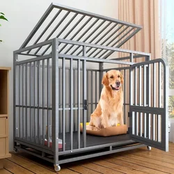Jaula para perros grandes de hierro con tubos cuadrados gruesos
