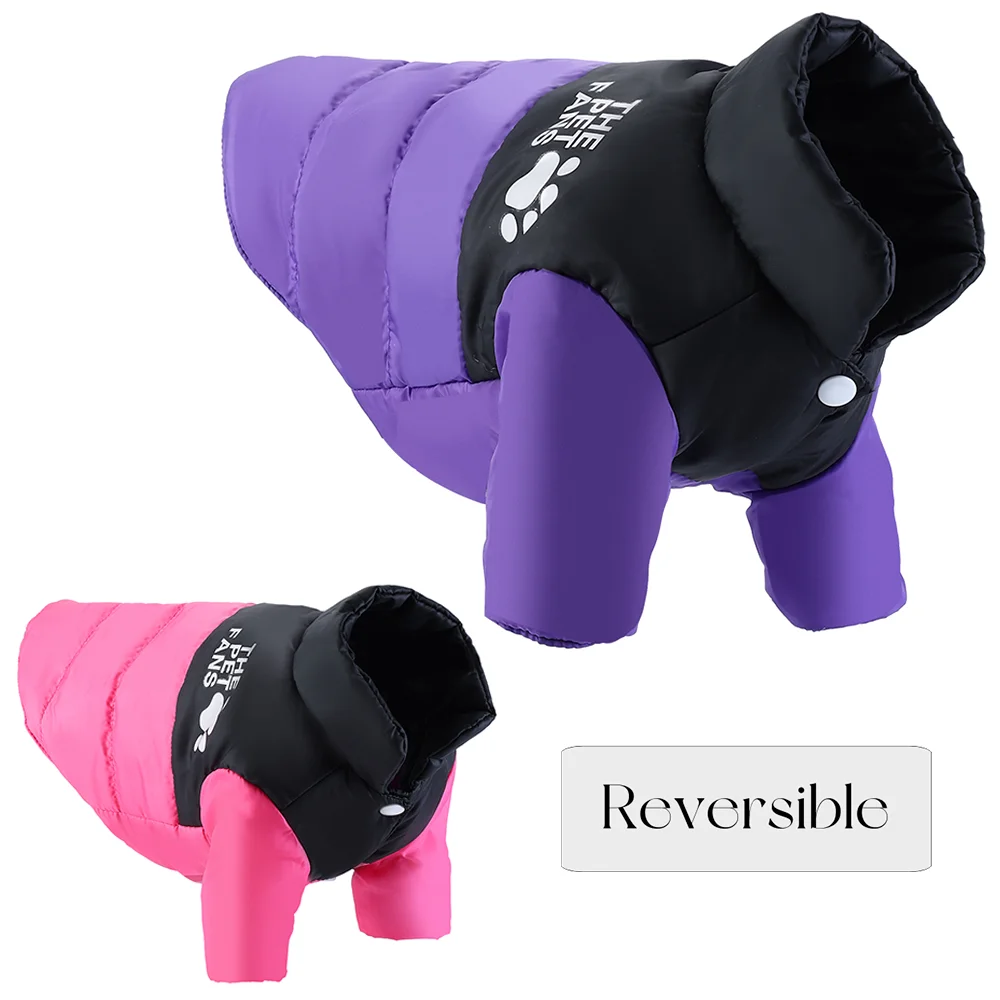 Ropa Reversible para perros, abrigo cálido de invierno para mascotas, chaqueta impermeable para mascotas, trajes para perros pequeños y medianos, Chihuahua, Yorkshire, Bulldog - imagen 3