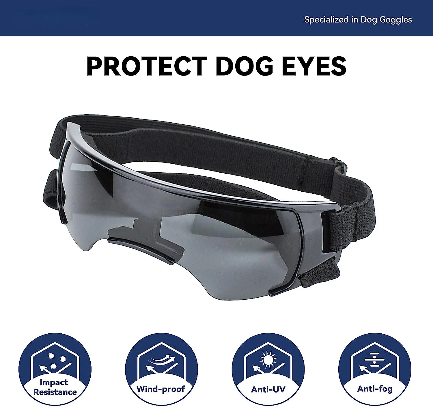 Gafas de sol de protección UV para perro, lentes para perros de raza pequeña, a prueba de viento, antivaho, con correas ajustables para gato grande - imagen 3