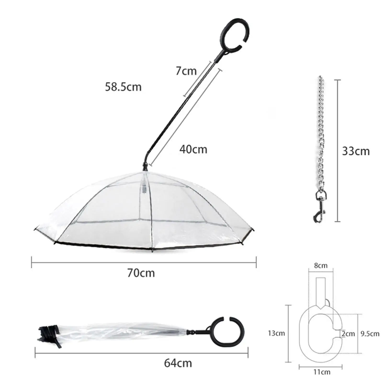 Dog Umbrella with Leash Dog Dry Walking Waterproof Sleet Snow Rain Raincoats