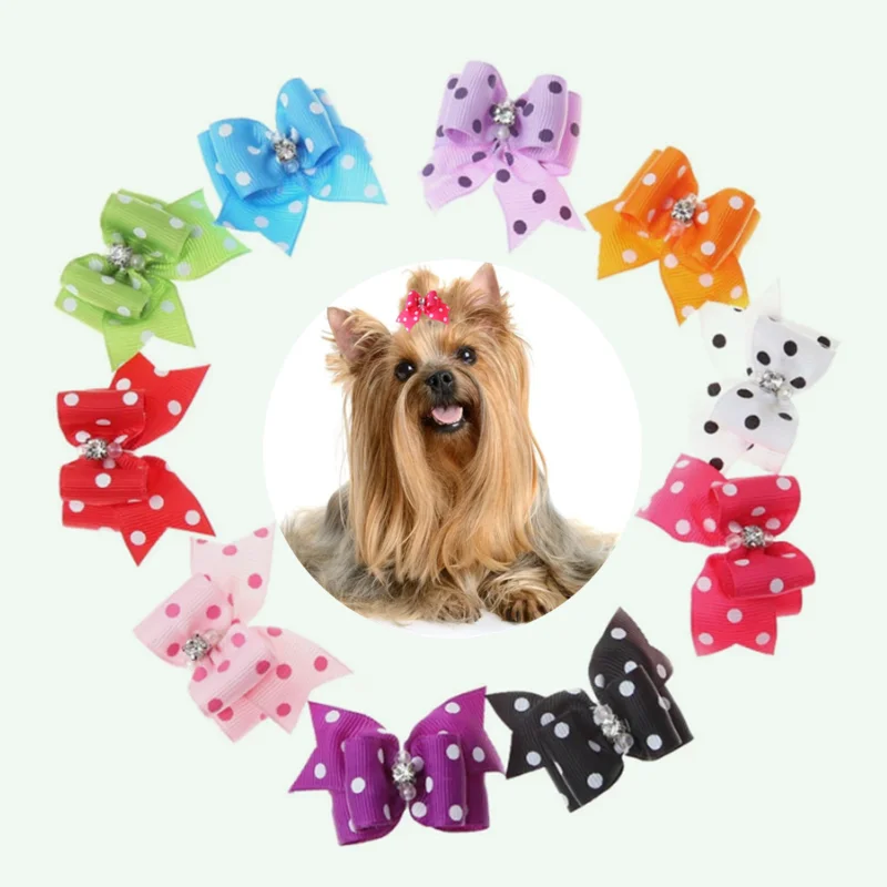 20/50/100 Uds. Lazos para perros y mascotas, accesorios para el cabello, tocado con lazo, lazos de cola de golondrina para cachorros con bandas de goma, sombreros para gatos