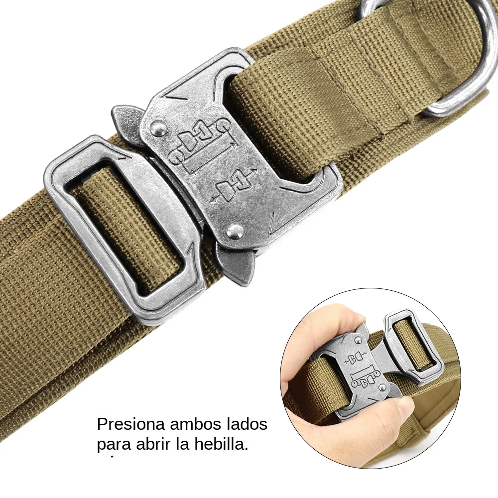 Collar táctico militar para perros fuertes, correa elástica para mascotas, collares de entrenamiento para mascotas de nailon duradero con mango, perros grandes, Bulldog Francés - imagen 3