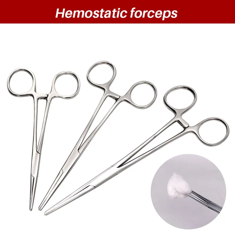 Pinzas hemostáticas de acero inoxidable de 18/16/14cm, herramienta de pinzas quirúrgicas, pinzas hemostáticas, puntas rectas/codas