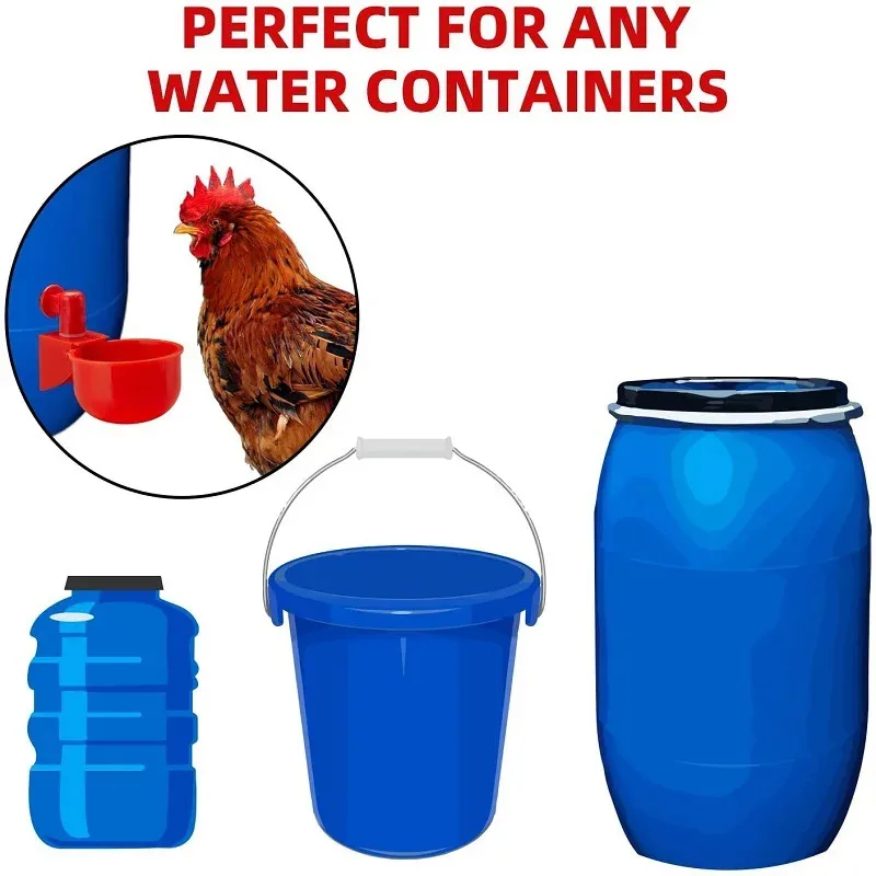 Taza para beber pollo, bebedero automático, alimentador de pollo, bebedero de plástico para aves de corral, bebedero de agua potable para pollitos, patos, gansos, codornices - imagen 3