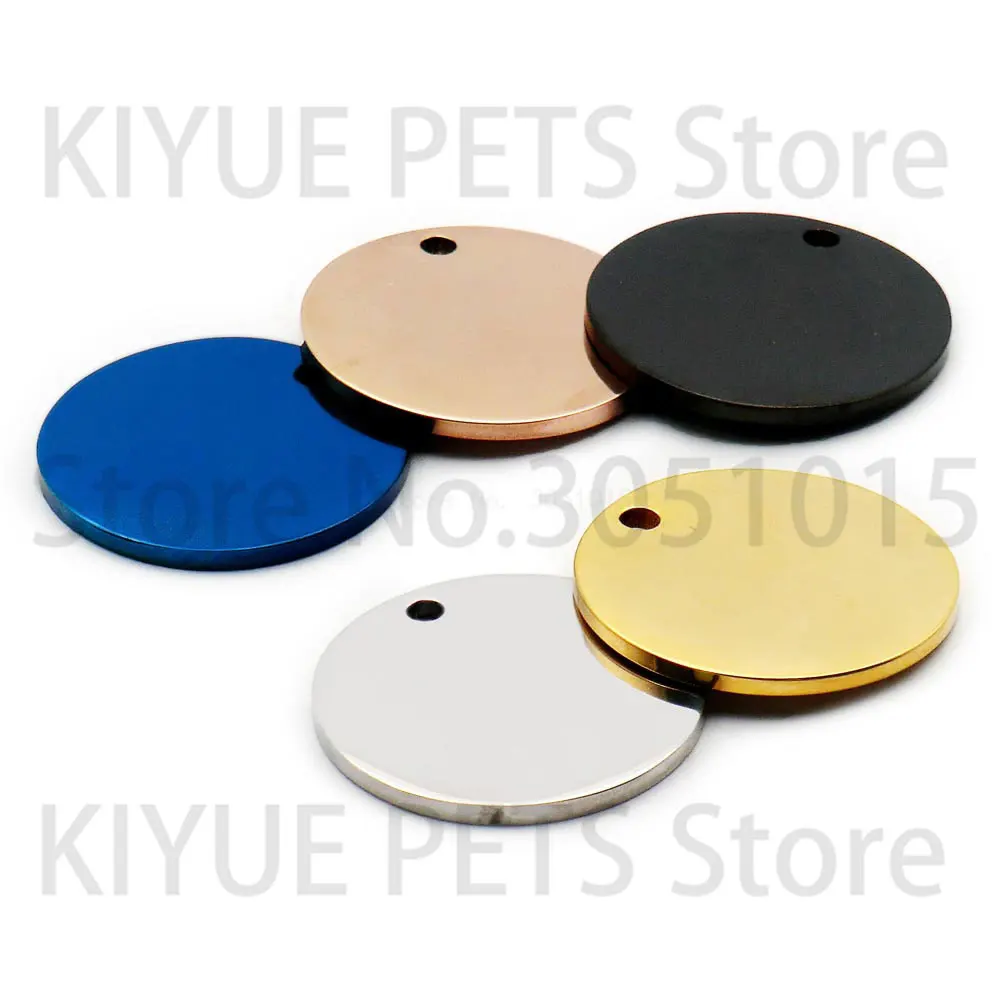 Venta al por mayor, 100 Uds., redondo de acero inoxidable para etiqueta de perro, nombre de mascota grabable, collar personalizado, joyería, colgante antipérdida, placa de Metal - imagen 2