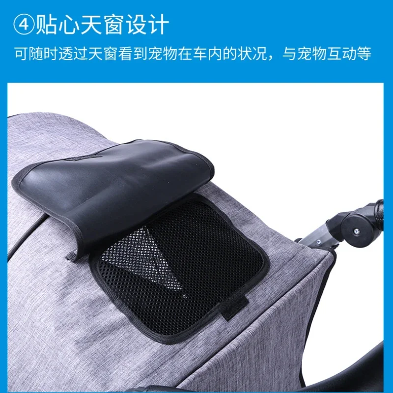Carro para mascotas de lujo con vista alta, carrito grande para perros, carrito para salir múltiples gatos, andador para perros, cochecito plegable para mascotas, carritos para gatos - imagen 4